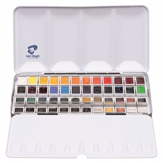 VAN GOGH 48 Colours Water Colour Paint Metal Case Set in Half Pan VAN GOGH 48 Colours Water Colour Paint Metal Case Set in Half Pan